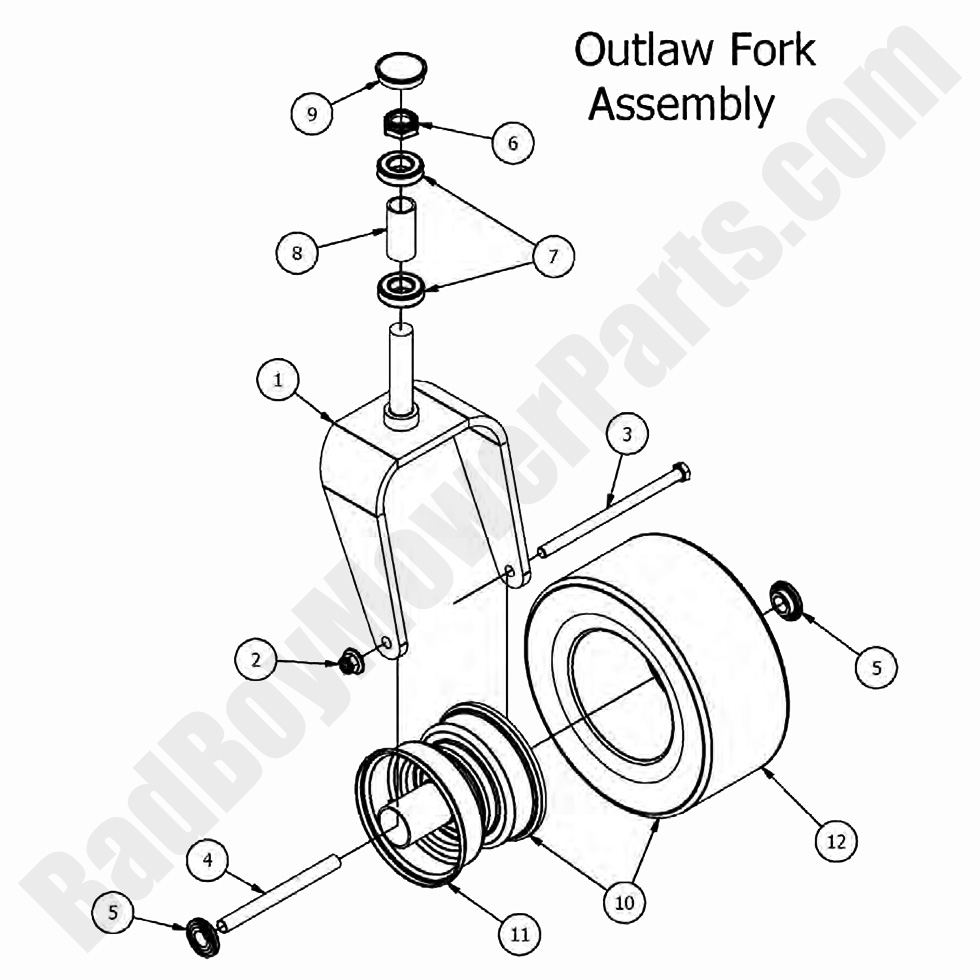 1648 - Bad Boy Mower Parts Lookup > 2017 > Outlaw XP > Front Fork Assembly